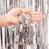 YAAVAAW Glitter Silver Tinsel Curtain 2 Pack 8.3ft Door Backdrop 3.2x8.3ft view 3