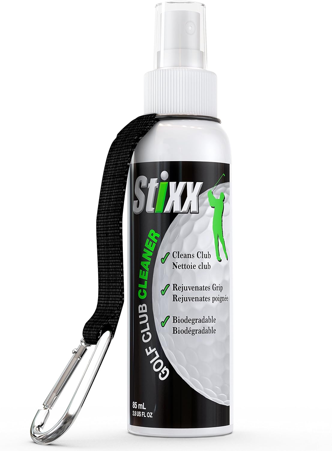 STIXX Golf Club & Grip Cleaner - Best for cleaning all types of clubs, irons & drivers. Cleans & Rejuvenates grips. Restores their natural tackiness. Just spray & wipe. Clean Clubs = Better Golf!