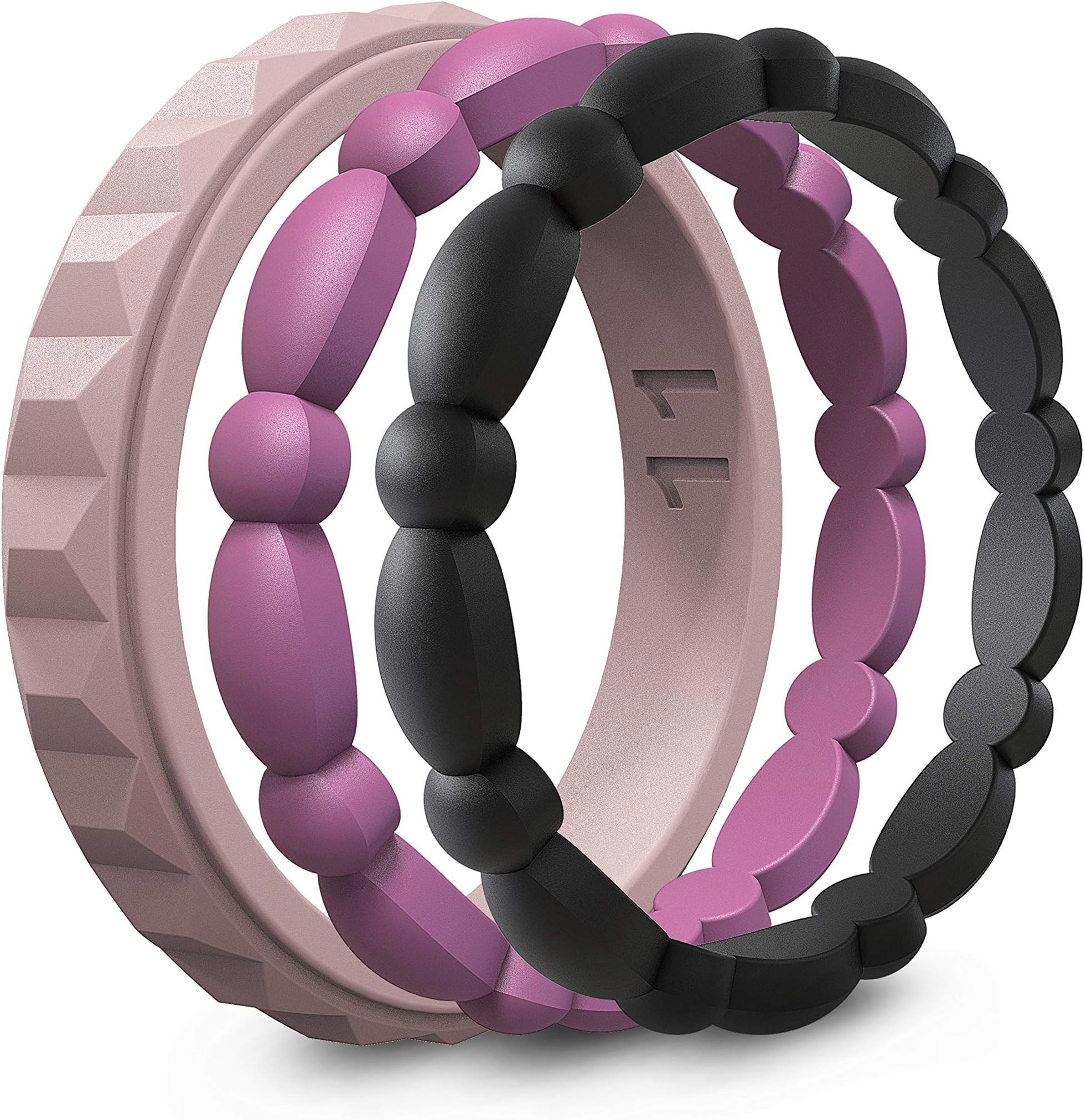 ASTERY Premium Silicone Wedding Ring for Women,Durable Stackable Thin Rubber Wedding Bands,3 Mix Style Pack 100% Guarantee