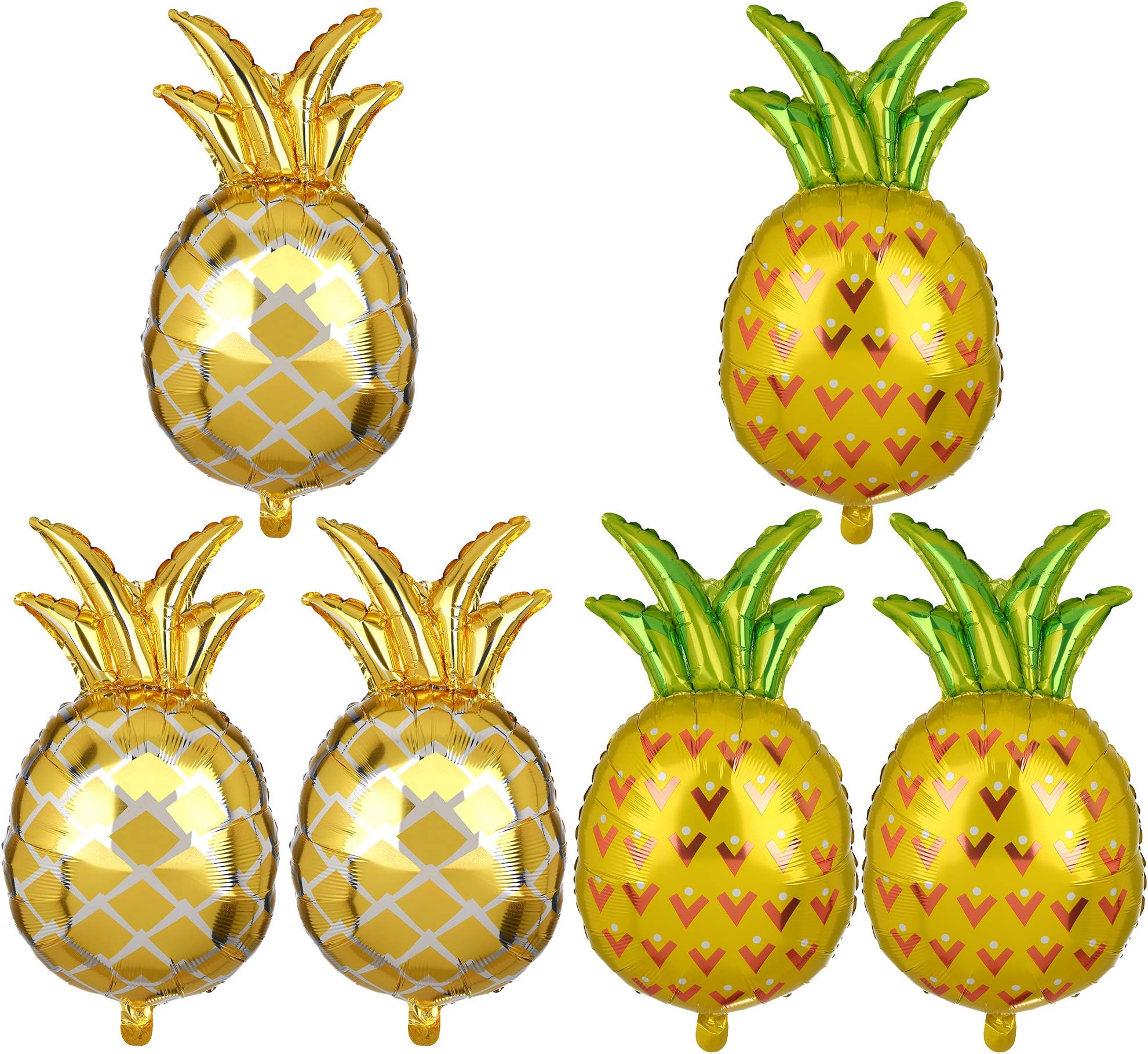 6 Pcs Large Pineapple Shaped Mylar Foil Balloons Birthday Fruit Tropical HawaiianSummer Theme Party Decorations