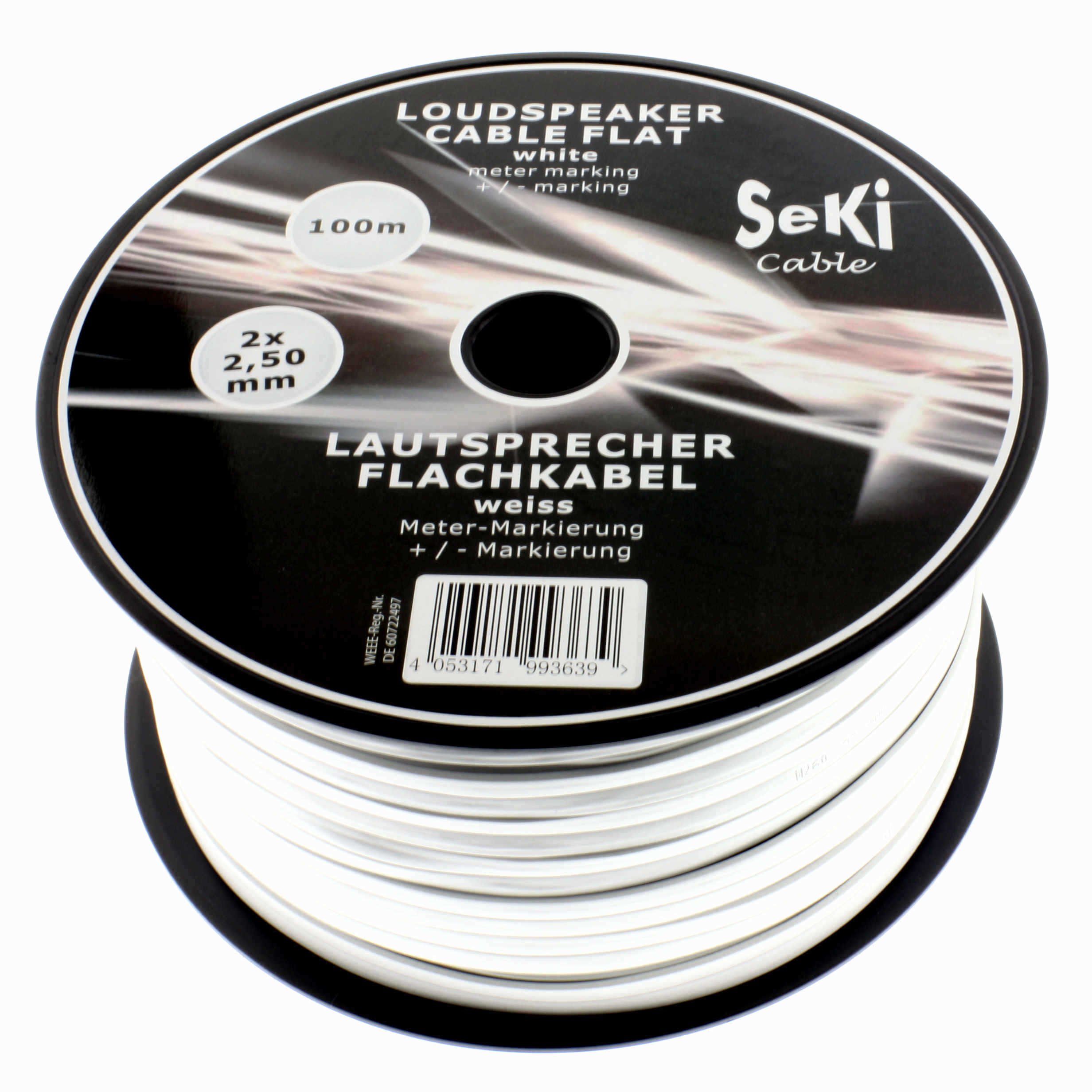 Flat Speaker Cable 100 m 2 x 2.5 mm² CCA Flat Cable Audio 2.2 mm