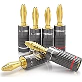 BlueRigger Banana Plugs 3 Pairs / 6 pcs (Closed Dual Screw) - 6 Pack Gold Plated Speaker Plugs Connector for Speaker Wire, Am