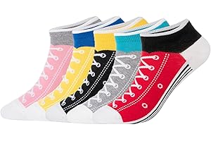 KONY Women’s 5 Pack Lightweight Cotton (86%) Novelty Low Cut Socks Cool Sneakers Ankle Socks Fun Gifts Idea Size 6-10
