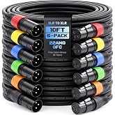 JIYEM 10ft 6-Pack XLR Cables, 3-Pin OFC Cords for Studio, Stage, DMX Mixer | Balanced Male to Female 3-Pin XLR Microphone Cable with OFC Conductors, Professional Hi-Fi Cord for Studio, Stage, DMX Mixers