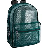 Transparent Mesh Backpacks for School Kids, Beach, Travel - Mesh See Through Backpack with Padded Straps (Green) Large