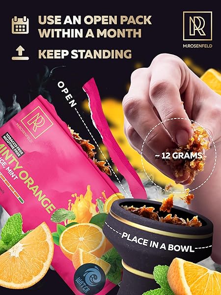 MINTY ORANGE SHISHA HOOKAH FLAVORS – 3.5 OZ (100G) TOBACCO FREE & NICOTINE FREE SHISHA – PREMIUM NON-TOBACCO HOOKAH FLAVORS – LONG-LASTING & RICH SMOKE
