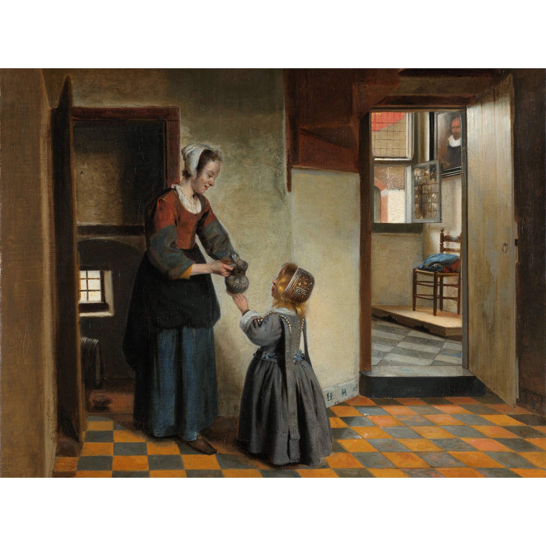 Artery8 Pieter De Hooch Woman With A Child In A Pantry Large Wall Art Poster Print Thick Paper 18X24 Inch