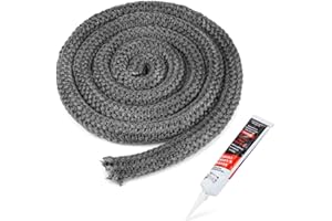 Stanbroil Wood Stove Gasket, 1" x 84" Graphite Impregnated Fiberglass Rope Seal and High-Temperature Cement Gasket Kit Replacement for Wood Stoves Door