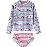 LIBREDGE Toddler Girls Swimsuit Rash Guard Sets 2-Piece Bathing Suits UPF 50+ Summer Kids Swimwear 2-7T