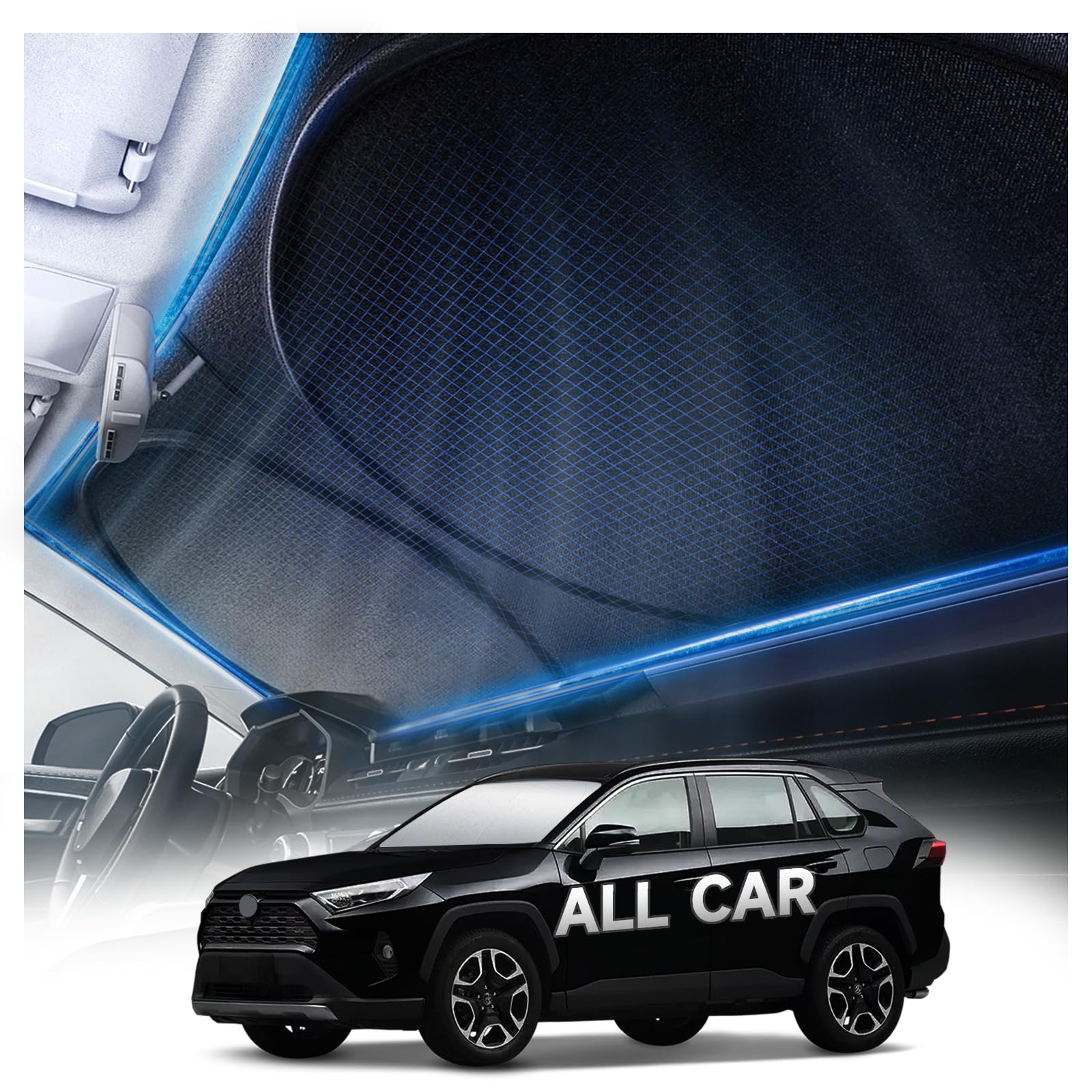 Photo 1 of [2025 Upgrade] Doogoocoo Windshield Sun Shade, [100% Sun Block & Ice-Crystal Cooling] Protect Interior & Keep Car Cooler, Portable Foldable Car Sunshade Front Windshield (69x35 Inches)