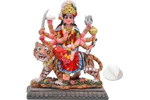 ALIKIKI Small Maa Durga MATA Statue - 4.1” H Durga Sculpture India God Hindu Goddess Murti Hindu Pooja Item for Home Office Temple Mandir Altar Puja Diwali Gifts Diwali Decor