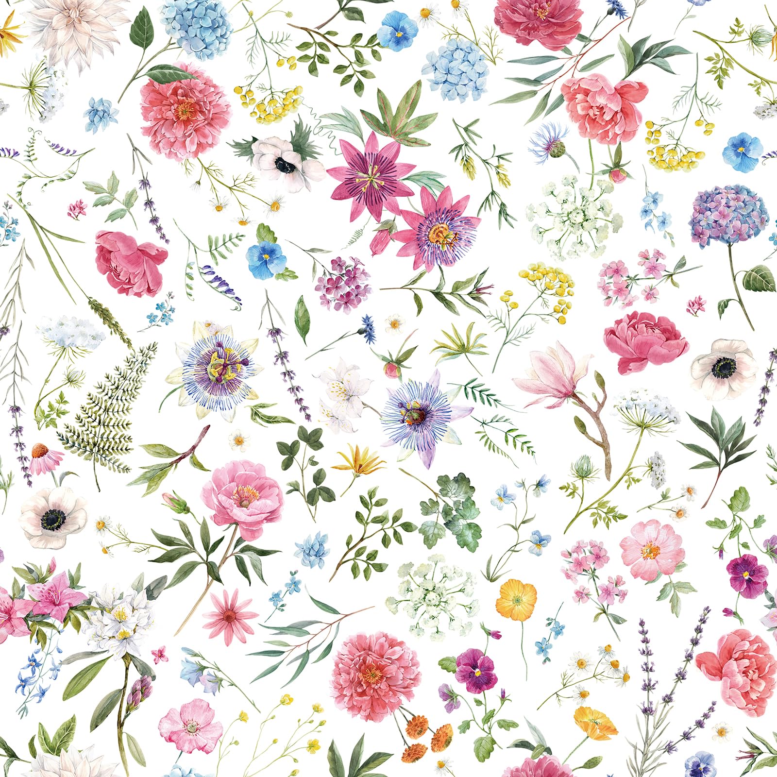 VaryPaper Peel and Stick Pink Floral Wallpaper 44.5cmx200cm Flower Contact Paper White Sticky Back Plastic Vinyl Wrap for Furniture Art Deco Wallpaper for Living Room Girl Bedroom