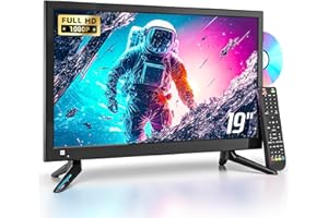 Desobry 19 INCH TV with DVD Player Built in 1081P LCD TV DVD Player Combo with HDMI USB Monitor for Home, Kitchen, RV Camper, or Office,