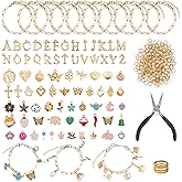 Starry 238PCS Charm Bracelet Making Kit Jewelry Making kit for Adults Including 10 Paperclip Chain Bracelets, 50 Charms,150pcs Jump Rings,Letter Charms/Pliers Accessories for DIY Jewelry Making