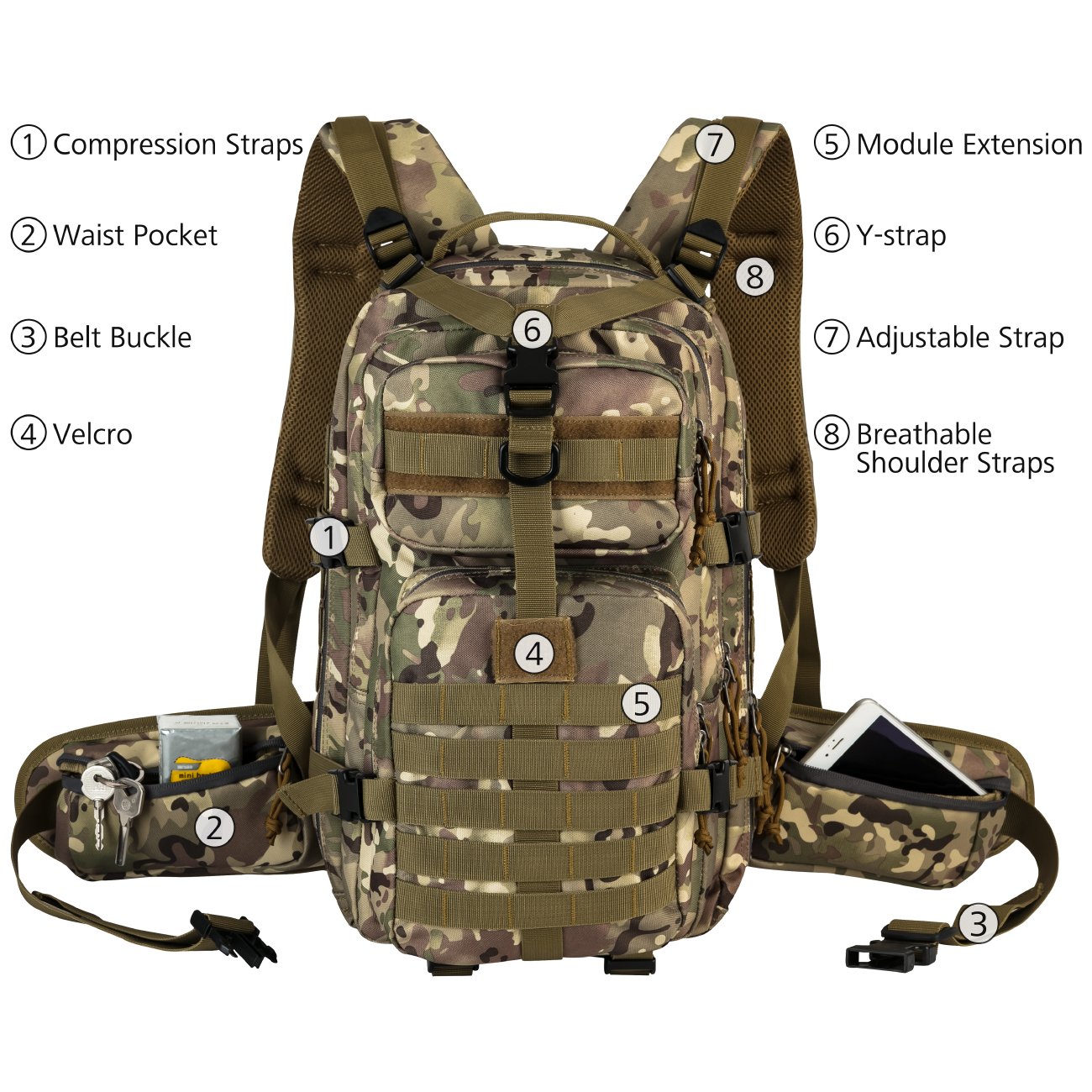 School Camping Small Rucksack for Hunting Hydration Backpack Survival