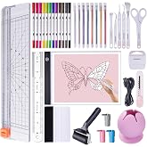 GO2CRAFT 37Pcs Essential Tool Set, for Vinyl Crafting, Starter Kit | Ultimate Tool with 7Pcs Weeding Tools, LED Light Pad, 12'' Paper Cutter, Vinyl Scrap Collector, Crafting Starter Kit