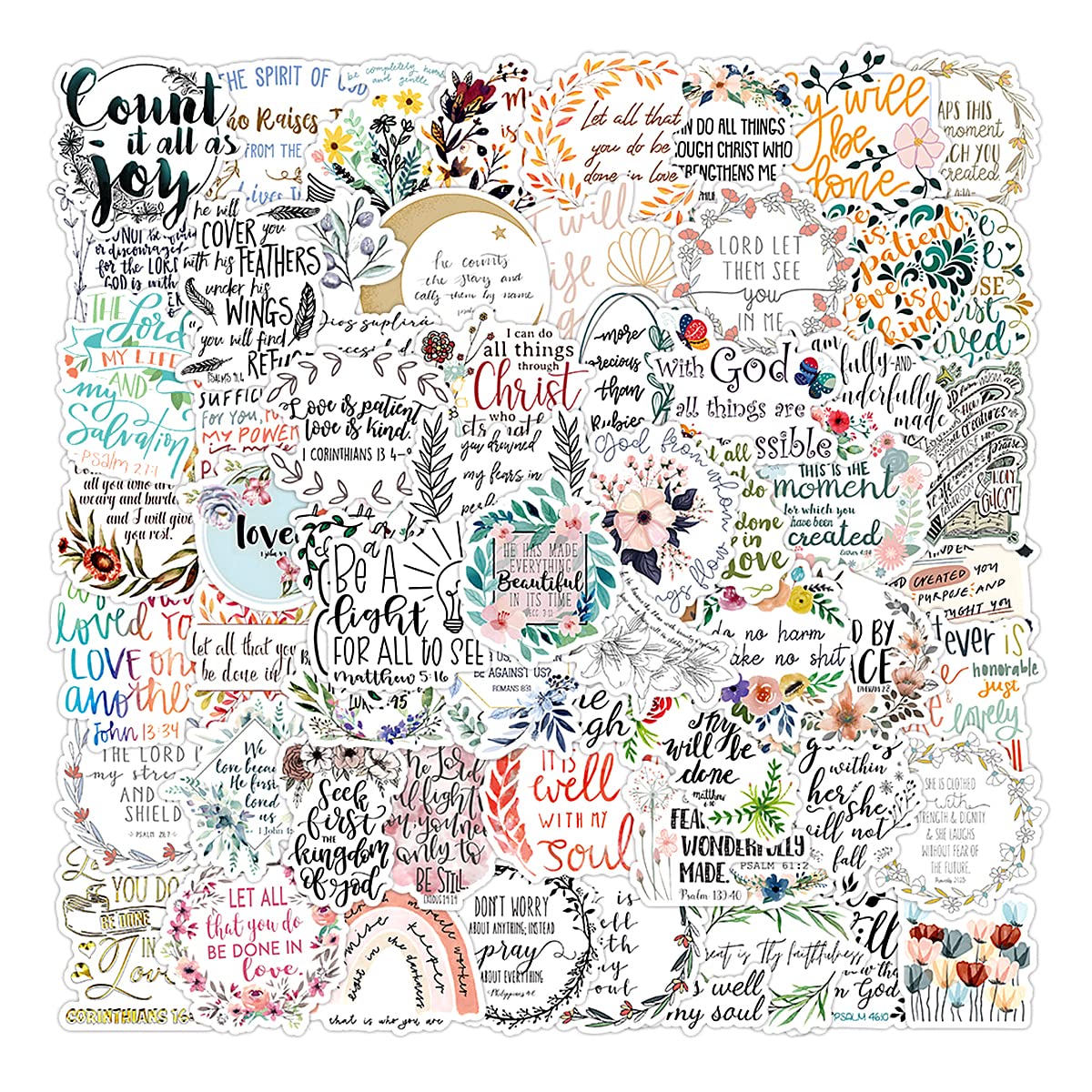 100Pcs Bible Stickers, Jagowa Waterproof Jesus Christian Sticker Bible Verse Sticker Inspirational Decals for Laptop Water Bottles Scrapbooking Luggage
