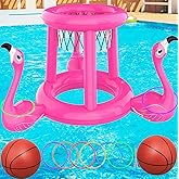 Uniqhia Pool Floats Toys Set, 2-in-1 Floating Basketball Hoops & Pool Ring Toss, Fun Summer Water Games for Kids Ages 8-12