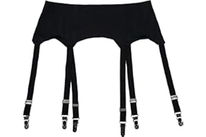 TVRtyle Women's Vintage 6 Wide Straps Ultra-Thin Metal Clips Sexy Garter Belt for Stockings S504B (2X-Large)