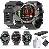 Garmin Fenix 8 Pro 51mm, AMOLED Display, inReach Technology, Premium Connected Multisport GPS Smartwatch, Sapphire, Titanium with Graphite/Black Silicone Band, Fitness Tracker Smart Watch Bundle