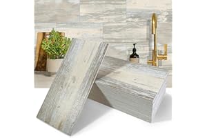 MOONFUN 50-Pieces Thick PVC Subway Tile,4"x 8" Peel and Stick Backsplash Wall Tiles,Mix Wood Self-Adhesive Backsplash for Kitchen,Bathroom,Living Rooms,Fireplace,RV(11.11 Sq. Ft. Coverage)