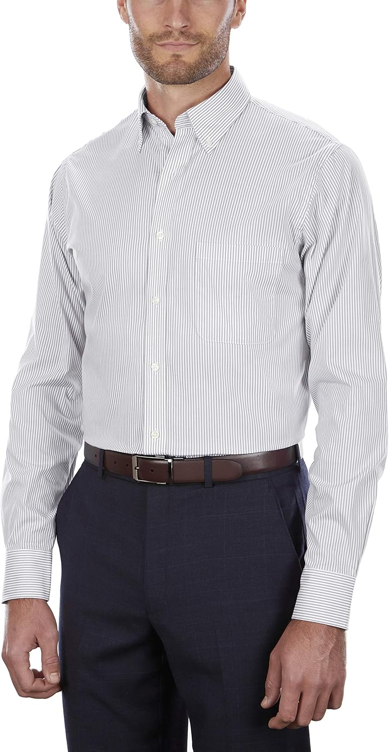 Van Heusen Men's Dress Shirt Regular Fit Pinpoint Stripe at  Men’s Clothing store: Dress Shirts
