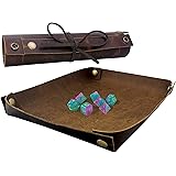 SM PRO Dice Tray - Full Grain  Premium Leather Dice Mat for DND and Other RPG or Dice Rolling Games - Folding Organizer Tray 