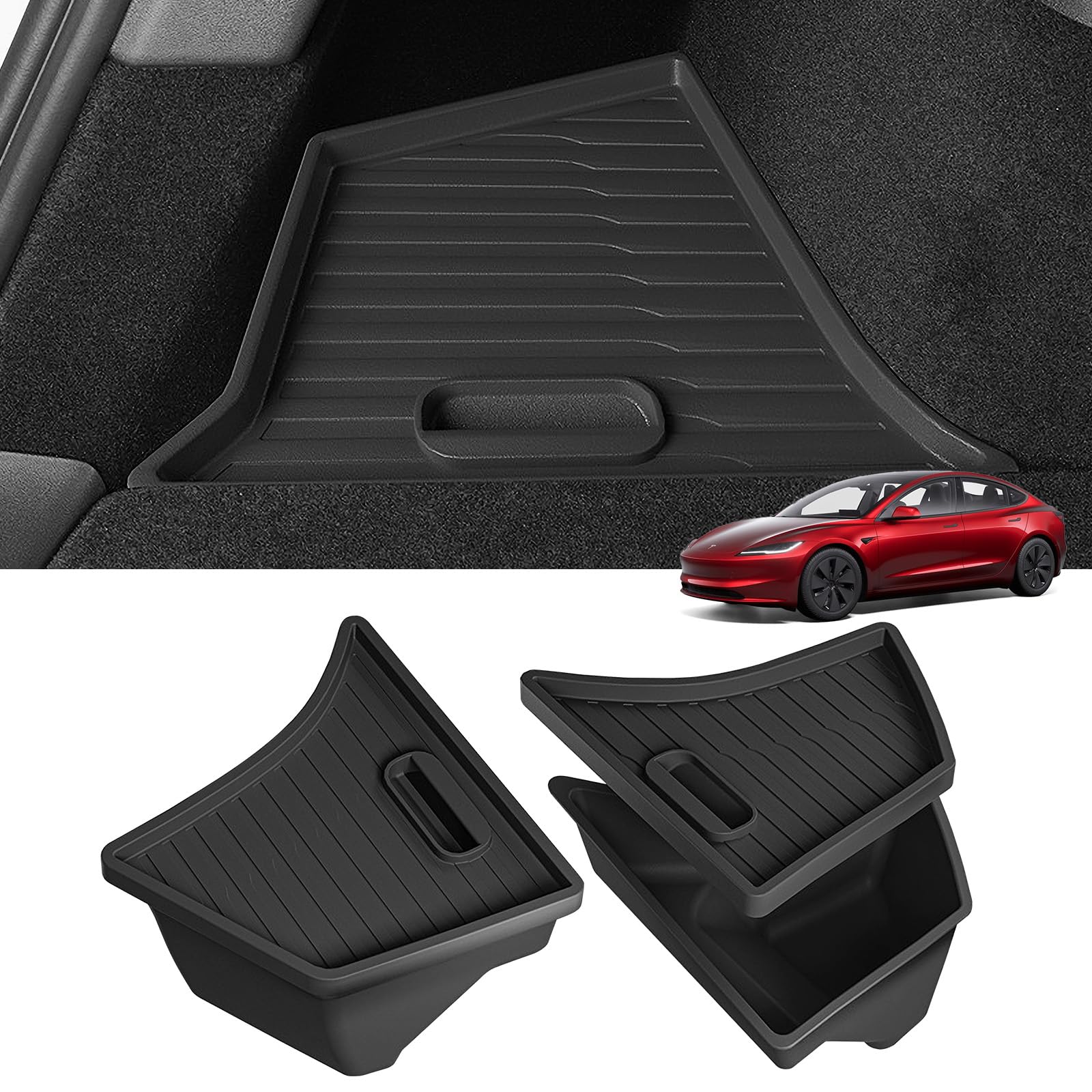Photo 1 of DMLBST 2024 2025 Tesla Model 3 Highland Rear Trunk Storage Bins, Tesla Model 3 Highland Trunk Side Storage Box with TPE Lids Rear Trunk Organizer Set for Tesla Model 3 Highland Set of 2LPNPMEJ8173637
