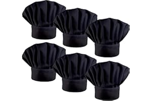 LilMents 6 Pack Chef Hat Set Elastic Baker Kitchen Catering Cooking Chefs Hats
