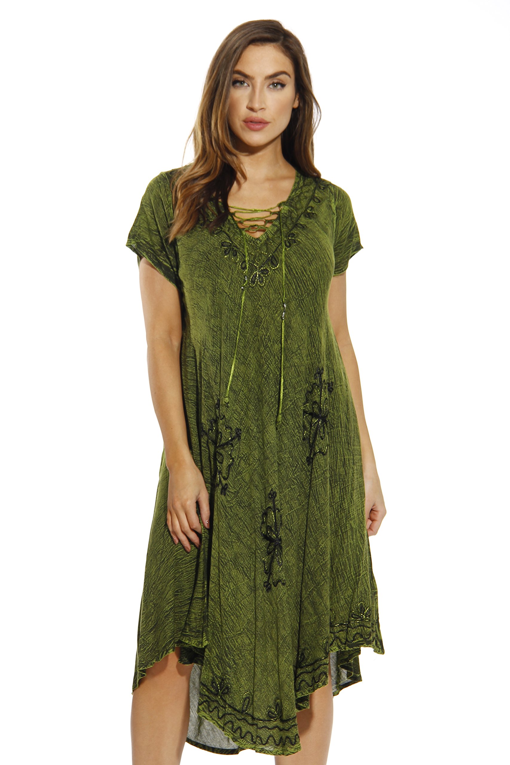 Women's Comfortable, Lightweight 100% Rayon Dress,Olive,Christmas Gifts