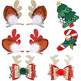 Andibro 8Pcs Christmas Hair Clips, Cute Antlers Headdress Hairpin Christmas Reindeer Antlers Ears Hair Clip Deer Horns Hair Barrettes for Women