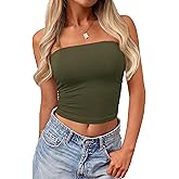 PRETTYGARDEN Women Tube Tops Strapless Going Out Crop Top 2026 Spring Fashion Y2K Summer Bandeau Shirt Beach Vacation Clothes
