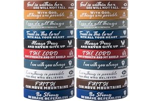 IDREAMBAND Bible Verse Bracelets - 20 Pcs Silicone Bulk Jesus Wristbands - Cute Christian Colored Bracelets - Comfortable and Lightweight - Perfect Religious Gifts for Men, Women