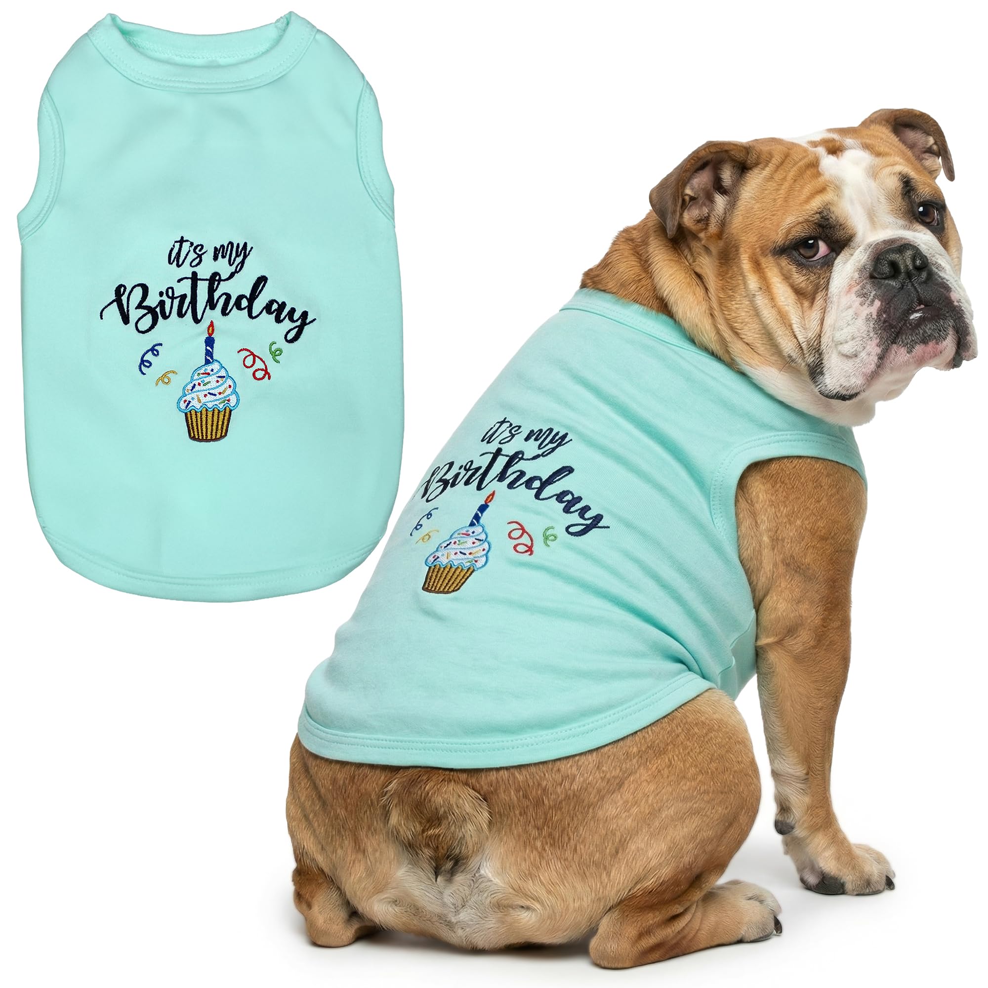 Parisian Pet It's My Birthday Blue Dog Cat Clothes Tee Shirts Dog T-Shirt, 3XL