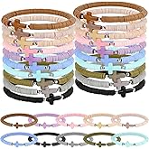 Galaton Cross Bracelets Bulk Friendship Bracelets Colorful Handmade Clay Bead Christian Wristbands for Women Men Colorful Religious Friendship Bracelets Inspirational Reminder Gifts