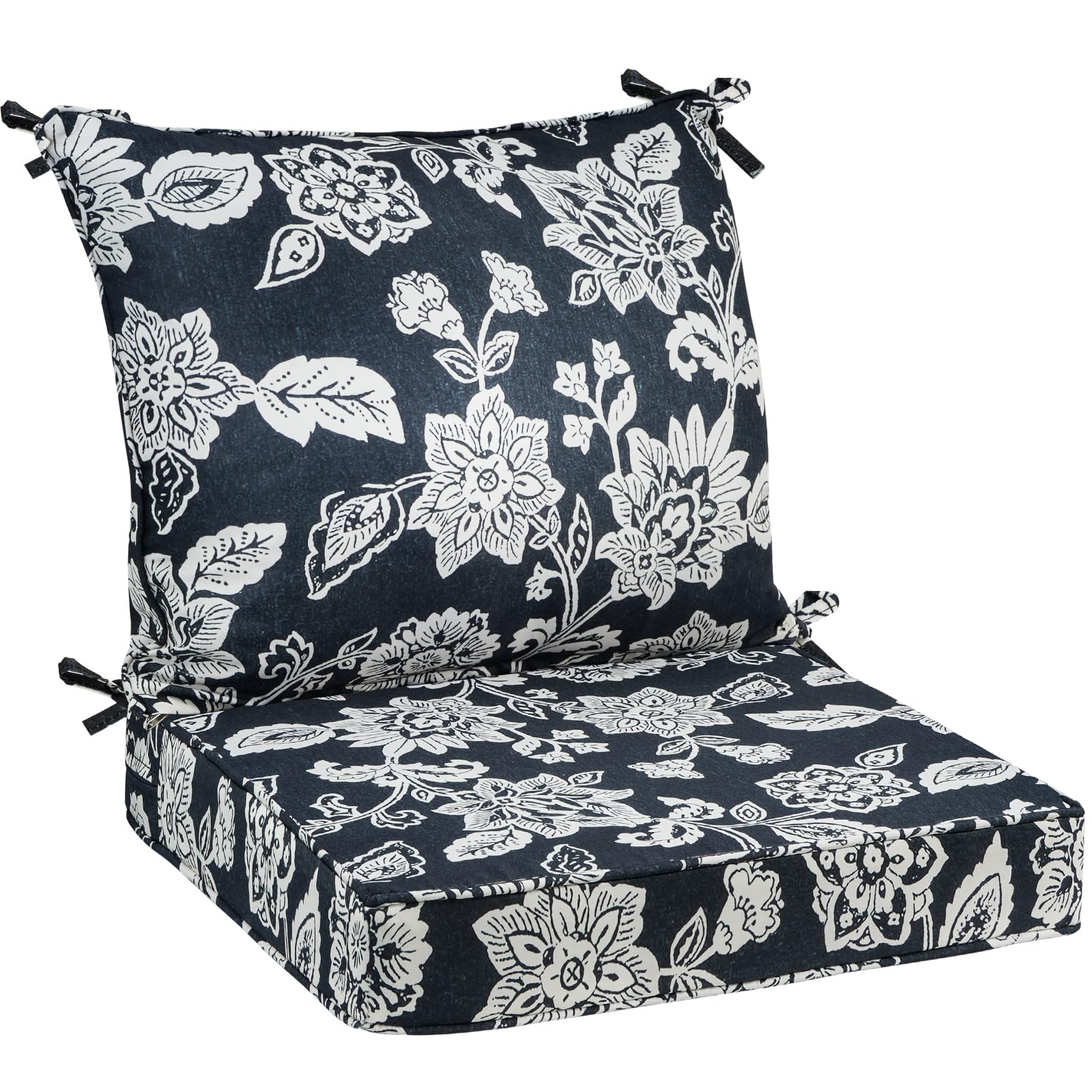 Photo 1 of PLTCAT Floral Print Outdoor Cushions, Waterproof Patio Furniture Cushion Set with Removable Cover (Print, 24" x 24" + 24" x 20")