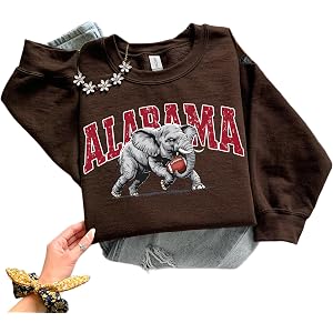 DAYLEA Alabama Elephant Football Sweatshirt – Vintage Sport Grey Crewneck Pullover – Retro Game Day Apparel for Men & Women