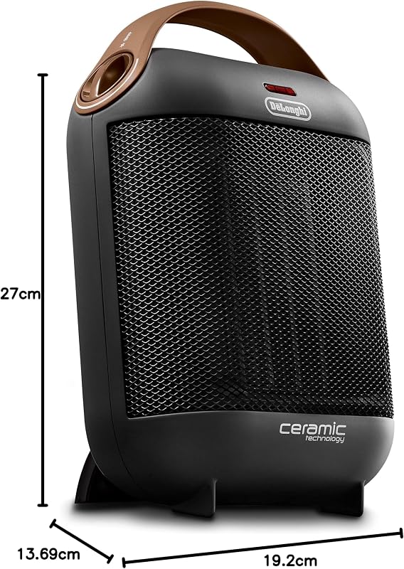 Aquecedor cerâmico HFX30C18.AG | Aquecedor móvel para entrega rápida e seletiva de calor | 2 Níveis de Poder | Função anti-gelo | Potência de 1800W | Antracite