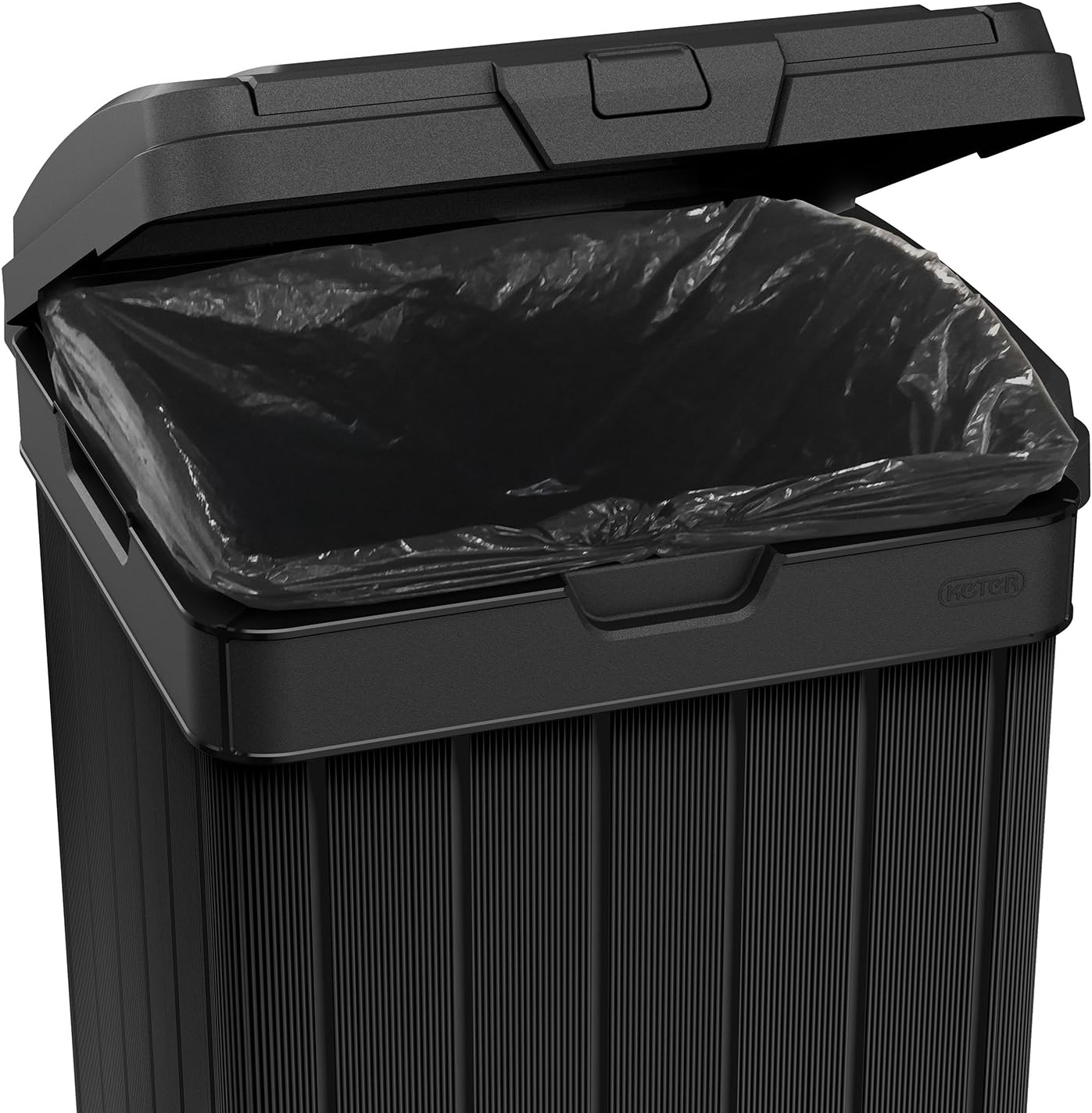 KETER Baltimore 38 Gallon Trash Can with Lid and Drip Tray for Easy Cleaning-Perfect for Patios, Kitchens, and Outdoor Entertaining, 38 Gallons, Black : Garden & Outdoor