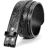 SANSTHS Western Leather Belt Strap for Men, Cowboy Belts without Buckle Cowgirl Western Strap Belt for Jeans Christmas Belts