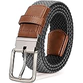 JASGOOD Mens Reversible Braided Stretch Belt for Mens Golf Woven Web Belt