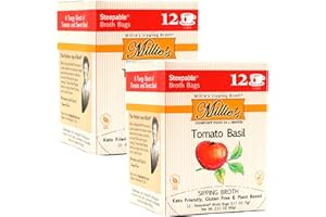 MILLIE'S SIPPING BROTH Millie’s Sipping Broth - Vegetable Broth -Natural-Gluten Free-Keto Friendly Tomato Basil 12 Count Box (2-Pack)