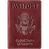 BIAOTIE Premium Leather Passport Holder Covers, Rfid Travel Wallet Passport Document Holder, Travel Essentials Wallet Cover Case for Men and Women (Wine Red)