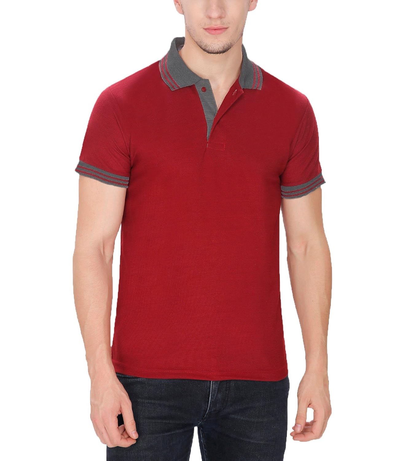 baremoda men's polo t shirt dark green grey maroon combo pack of 3