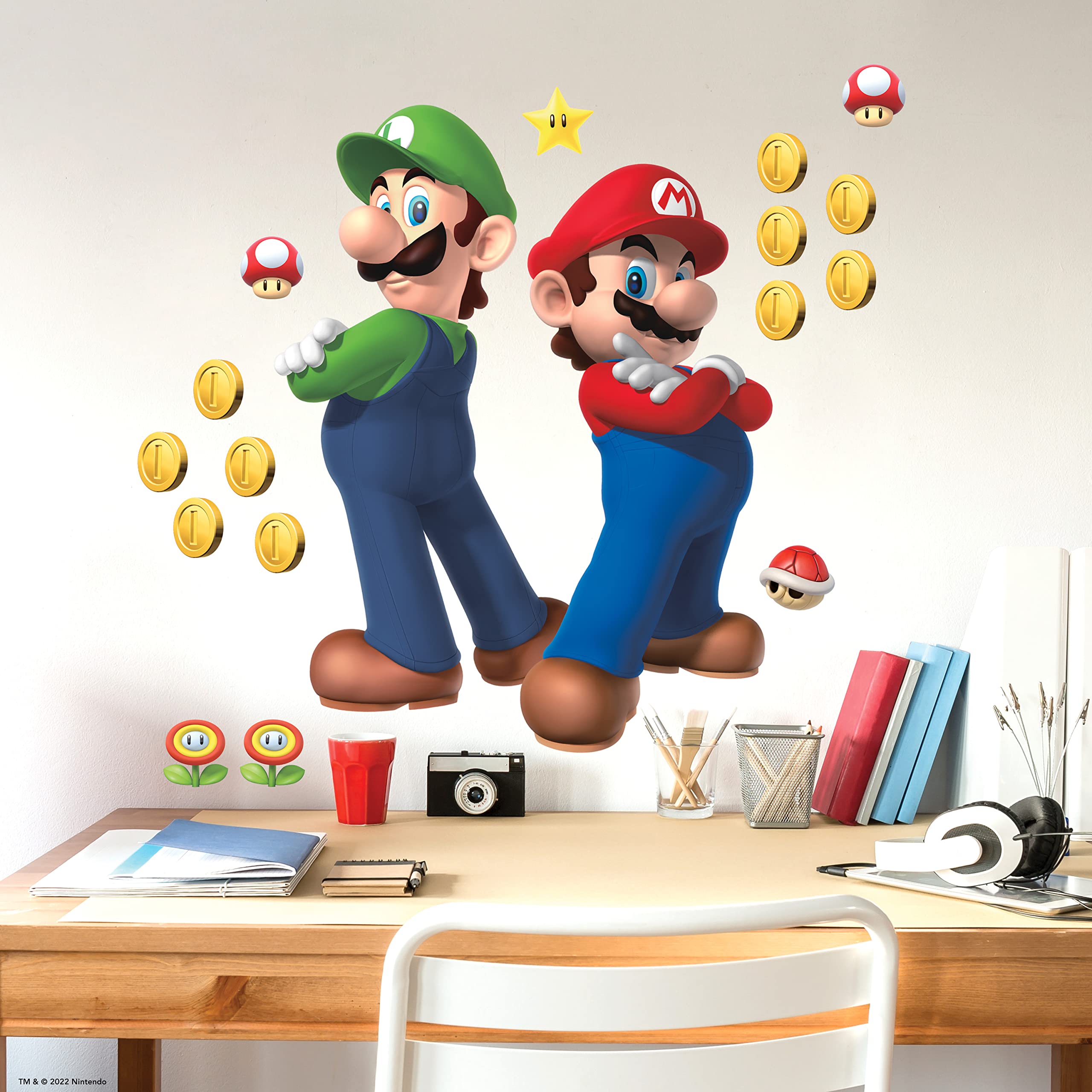Super Mario Bros and Luigi Giant Repositionable Sticker