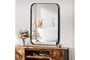 DlandHome Black Medicine Cabinet Mirror,24”x16” Recessed Wall Mounted Mirror Cabinets with 2 Storage Shelves,for Bathroom Liv