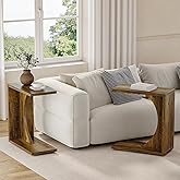 LITTLE TREE C-Shape End Table for Sofa &amp; Bedroom - Small Side Table for Living Room, Over Couch Tray Stand for Laptop, Snacks, Books, 2 Pack