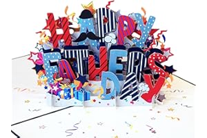 PQ Bees Text Happy Fathers Day Cards, Dad Birthday Cards, 3D Gift Card for Him, Husband, Brother, Son, Grandad, Birthday Card for Men (Size 6x8 in – Happy Father’s Day)