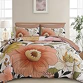 Xruibed Floral Comforter Set King Size 7 Pieces Bed in a Bag Pink Flower Bedding Comforter Sets Lightweight Boho Bed Set with Sheet,Pillowcases&Shams for All Season