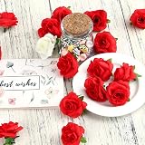 Kesote 50Pcs Real Touch Artificial Rose Flowers Red Bouquet view 5